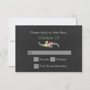 Stylish Vintage Chalkboard Wedding RSVP Card