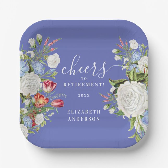 Stylish Vintage Feminine Pastel Lavender Flowers  Paper Plate (Front)