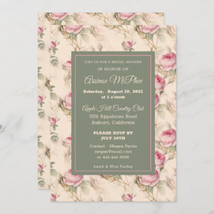 Stylish Vintage Floral Bridal Shower Invitation