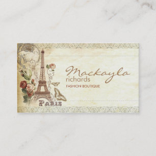 stylish vintage floral paris business card