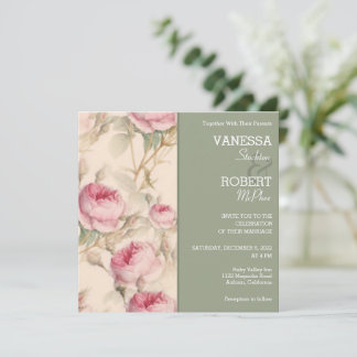 Stylish Vintage Floral Wedding Invitation