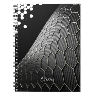 Stylish Vintage Geometric Hexagons Personalised  Notebook