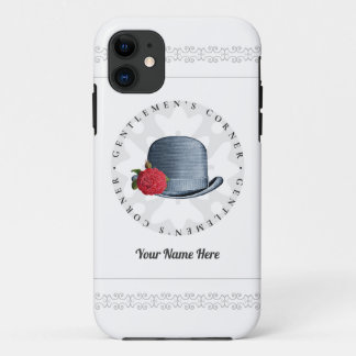 Stylish Vintage Hat Flower Gentlemen Add Your Name iPhone 11 Case
