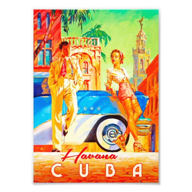 Stylish Vintage Havana Streets Poster. Photo Print (Front)