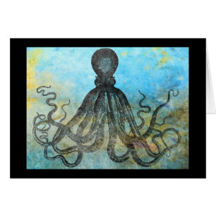 Stylish Vintage Octopus Blank Greeting Card
