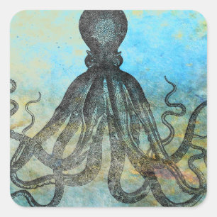 Stylish Vintage Octopus Square Sticker