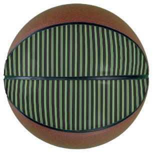 Stylish Vintage Olive Sage Green Black 3D Striped Basketball