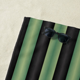 Stylish Vintage Olive Sage Green Black 3D Striped Beach Towel