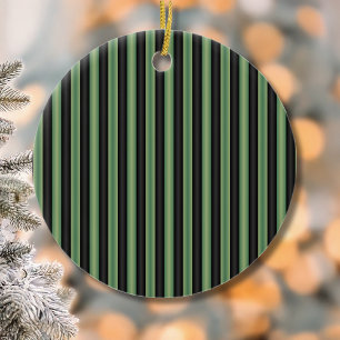 Stylish Vintage Olive Sage Green Black 3D Striped Ceramic Tree Decoration