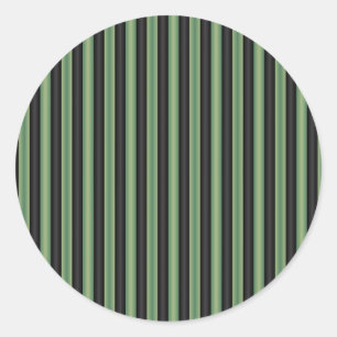 Stylish Vintage Olive Sage Green Black 3D Striped  Classic Round Sticker