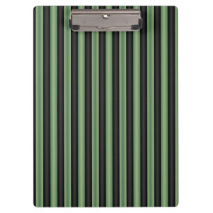 Stylish Vintage Olive Sage Green Black 3D Striped Clipboard