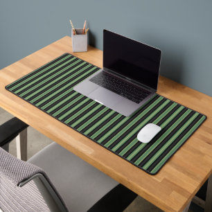Stylish Vintage Olive Sage Green Black 3D Striped Desk Mat