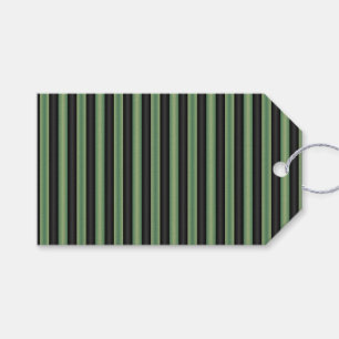 Stylish Vintage Olive Sage Green Black 3D Striped Gift Tags