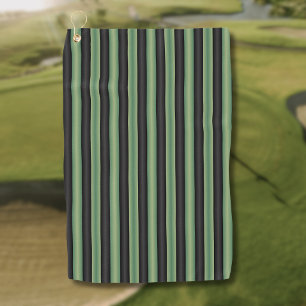 Stylish Vintage Olive Sage Green Black 3D Striped Golf Towel