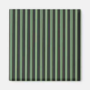 Stylish Vintage Olive Sage Green Black 3D Striped  Magnet