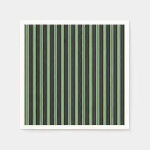 Stylish Vintage Olive Sage Green Black 3D Striped  Napkin