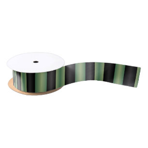 Stylish Vintage Olive Sage Green Black 3D Striped  Satin Ribbon