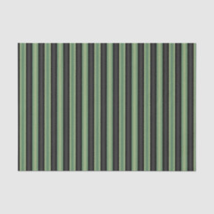 Stylish Vintage Olive Sage Green Black 3D Striped  Tissue Paper