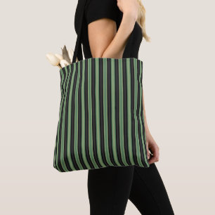 Stylish Vintage Olive Sage Green Black 3D Striped  Tote Bag