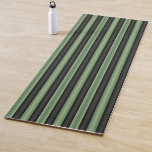 Stylish Vintage Olive Sage Green Black 3D Striped Yoga Mat