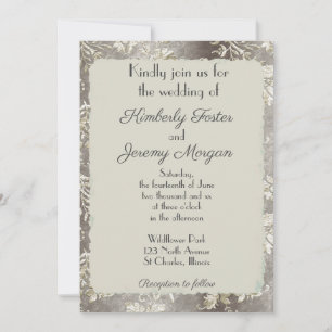 Stylish Vintage Pewter Wedding Invitation
