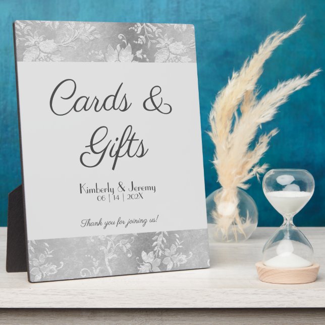 Stylish Vintage Pewter Wedding Sign Tabletop  Plaque (Side)