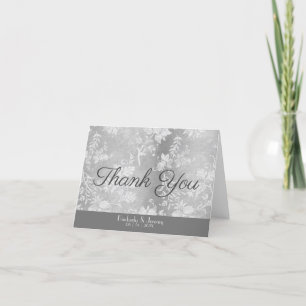 Stylish Vintage Pewter Wedding  Thank You Card