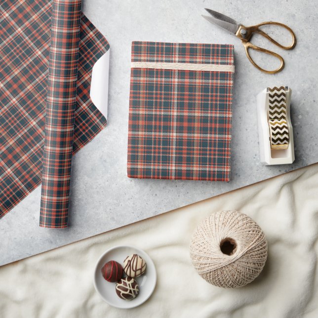 Stylish Vintage Plaid Checkered Pattern Wrapping Paper (Crafts)