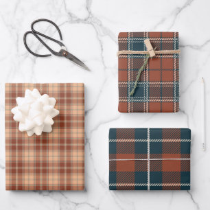 Stylish Vintage Plaid Checkered Pattern Wrapping Paper Sheet