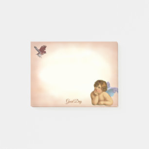 Stylish Vintage Raphael Cherub & Little Bird Post-it Notes