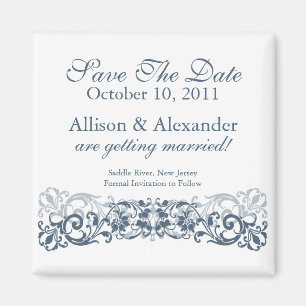 Stylish Vintage Scroll Save The Date Magnet