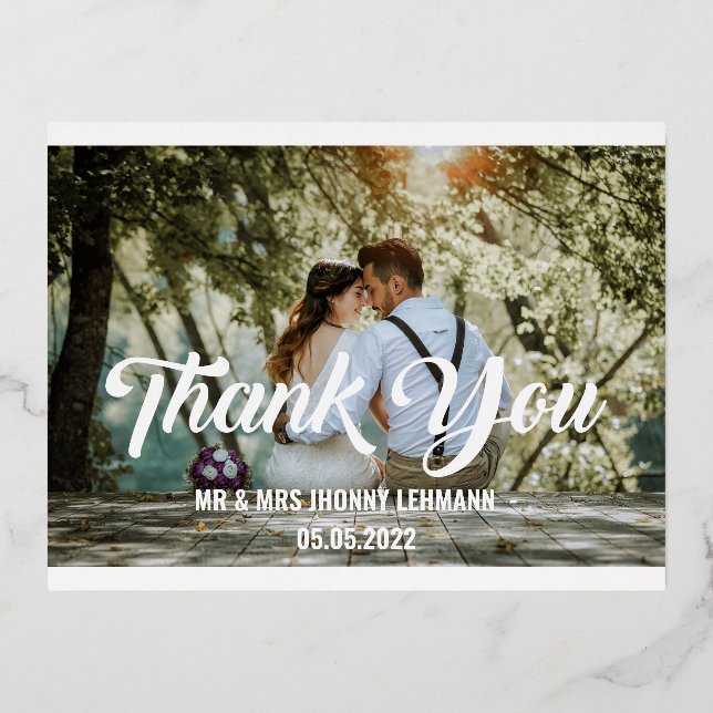 stylish vintage wedding thank you photo postcard (Front)
