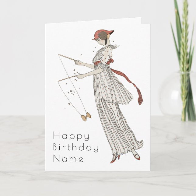 Stylish Vintage Woman Art Deco Birthday Card (Front)