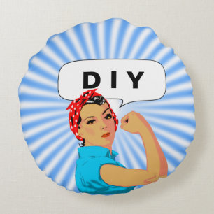 Stylish Vintage  Woman & DIY  Text Round Cushion