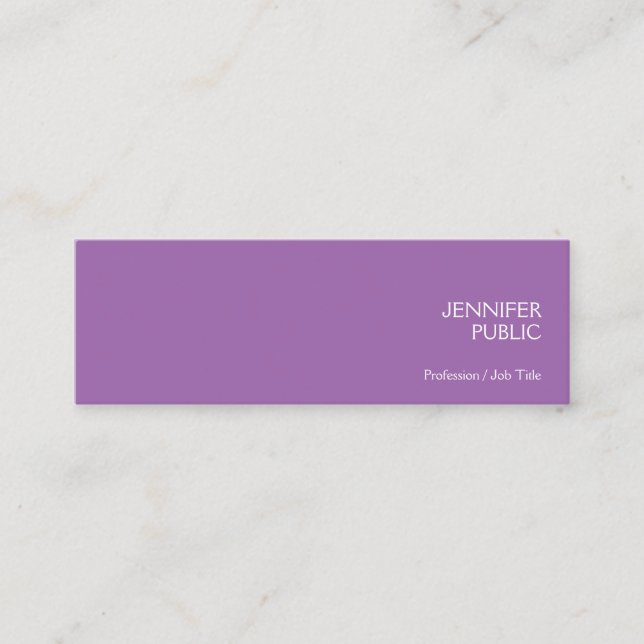 Stylish Violet Modern Professional Chic Simple Mini Business Card (Front)