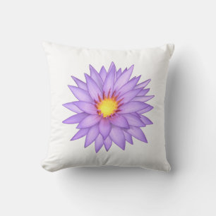 Stylish Violet Water Lily Flower on White Cushion
