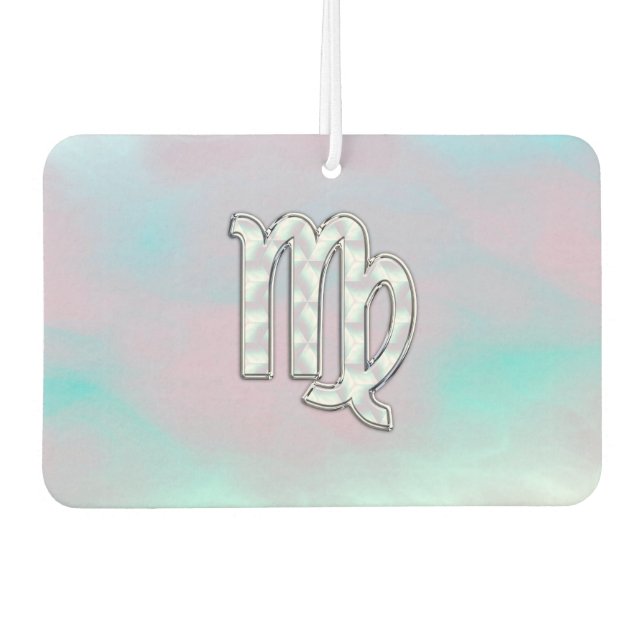 Stylish Virgo Zodiac Sign Nacre Mother of Pearl Car Air Freshener (Front)