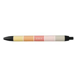 Stylish Warm Colour Blocks Personalised Black Ink Pen