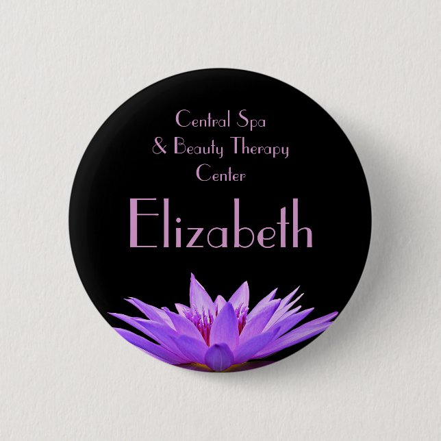 Stylish Water Lily on Black Spa Yoga Reiki 6 Cm Round Badge (Front)