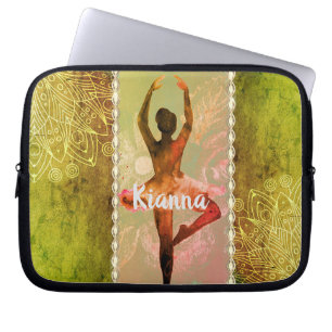 Stylish Watercolor Ballerina  Personalised Laptop Sleeve