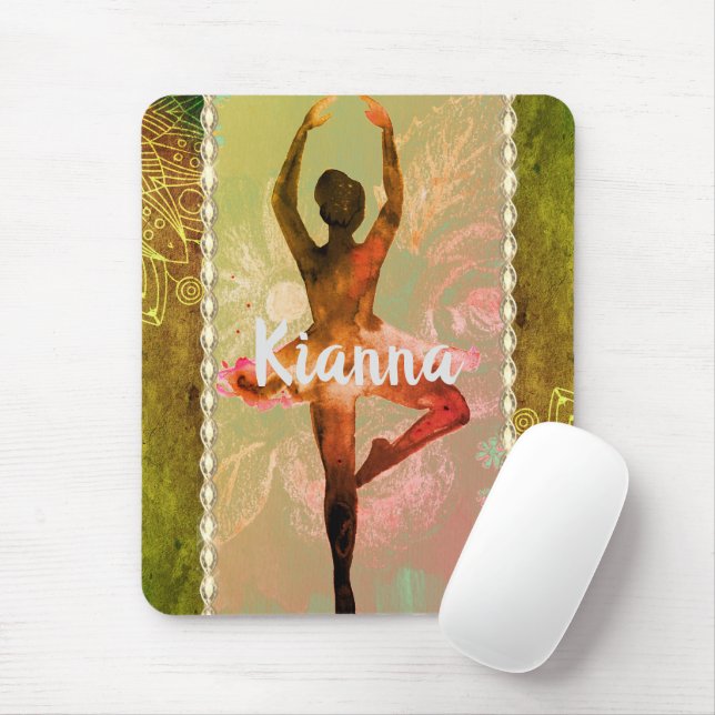 Stylish Watercolor Ballerina  Personalised Mouse Mat (With Mouse)