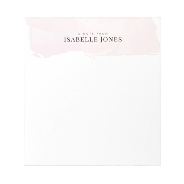 Stylish Watercolor Blush Pink Notepad (Front)