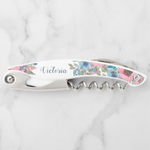Stylish Watercolor Boho Floral Bridesmaid Favour Corkscrew