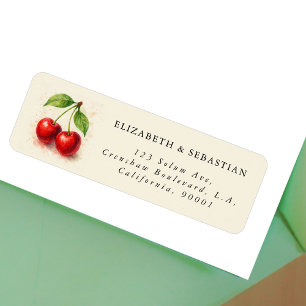 Stylish Watercolor Cherries Fruit Return Address