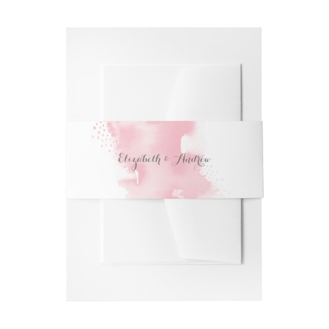 STYLISH WATERCOLOR chic blush pink grey Invitation Belly Band (Front Example)