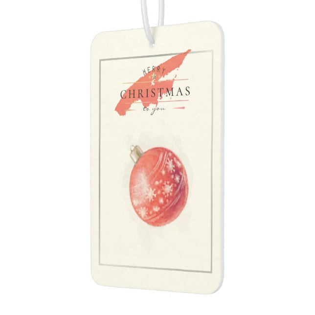 Stylish Watercolor Christmas Tree Red Ball Car Air Freshener (Left)