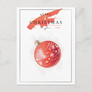 Stylish Watercolor Christmas Tree Red Ball Postcard