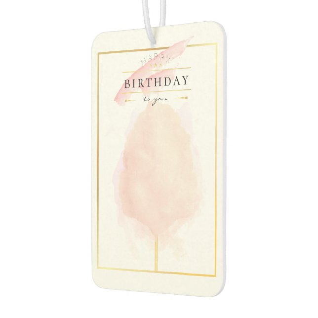 Stylish Watercolor Cotton Candy Birthday Car Air Freshener (Left)