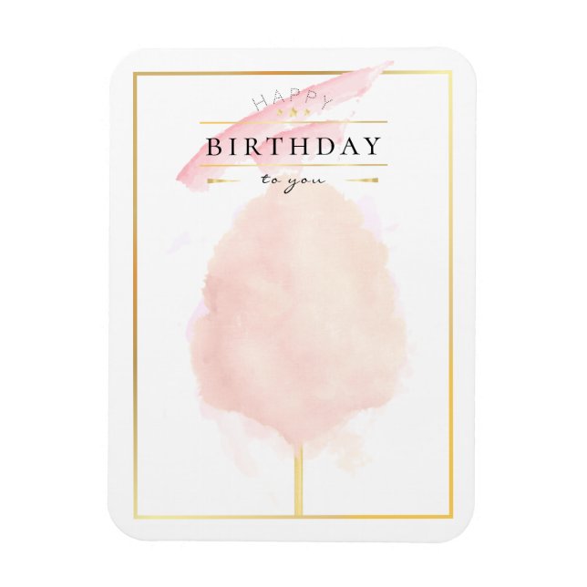 Stylish Watercolor Cotton Candy Birthday Magnet (Vertical)