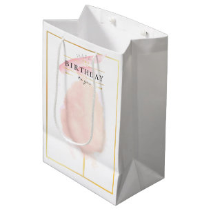 Stylish Watercolor Cotton Candy Birthday Medium Gift Bag